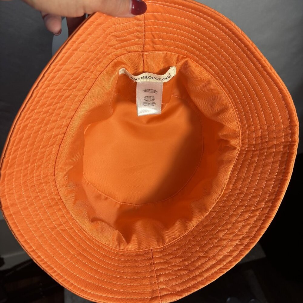 Orange Nylon Bucket Hat With Adjustable Cord By Anthropologie - Picture 4 of 5